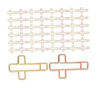 DIYEAH 60pcs Cross Shaped Metal Paper Clips Bookmarks for Bible Study Christian Journaling Supplies Gold Rose Gold Clips for Organizing Documents and Planners