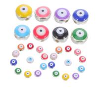 DIYEAH 60pcs Flat Round Evil Eye Resin Beads Spacer Charms for DIY Bracelets Necklaces Jewelry Making Sturdy Fade Resistant Craft Accessories