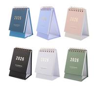 DIYEAH 6pcs 2026 Desk Calendar - Mini English Version Foldable Standing Calendar Monthly Planner - Daily Tear Off Memo Schedule Organizer For Office Desktop Decor