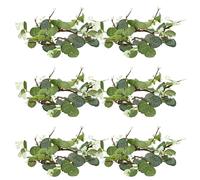 DIYEAH 6pcs Artificial Eucalyptus Wreath Candle Rings - Faux Plant Vine Floral Wreaths for Pillar Candles - Decorative Summer Fall Table Decor