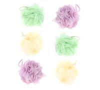 DIYEAH 6pcs Bath Poufs Shower Mesh Balls 40g Large Exfoliating Body Scrubber Sponge Set with Purple, Green, and Ivory for Shower and Bath Cleaning