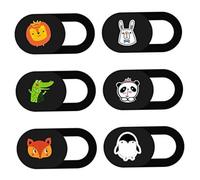 DIYEAH 6Pcs Cartoon Animal Pattern Camera Slide Cover Adhesive Privacy Protector for Computer Phone Prevents Unauthorized Access Fun Decorative Design