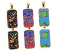 DIYEAH 6pcs Diy Jewelry Charms Tarot Card Stainless Steel Pendants Decorative Tarot Card Charms for Necklace