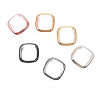 DIYEAH 6pcs Electroplated Watch Protective Covers Compatible with Fitbit Sense Full Protective Cases Black Gray Rose Gold and Pink Durable Scratch and Dust Resistant Bumpers