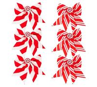 DIYEAH 6pcs Large Red Candy Cane Stripe Christmas Wreath Bows Cloth Holiday Door Bow Decorations for Indoor Outdoor Xmas Tree Mantel Mailbox Garland DIY Festive Ornaments