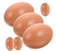 DIYEAH 6pcs Lifelike Brown Artificial Eggs for Decorating, Plastic Photography Props with Delicate Brightly Colored Egg Shape, for Kindergarten and Easter Basket Decoration