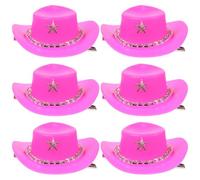 DIYEAH 6pcs Mini Cowboy Hat Hair Clips for Women Vivid Western Style Hairpins Comfortable No-pull Hair Accessories Elegant Barrette for Party and Daily Wear