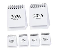 DIYEAH 6pcs Mini Desk Calendar Spiral Bound Flip Page Planner for Home Office School Academic Year Organizer with English Dates Space-saving Desktop Management Tool