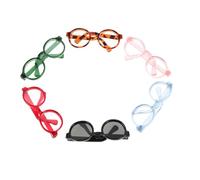 DIYEAH 6pcs Mini Doll Glasses Set for Crafts, Plastic round Tiny Sunglasses Eyewear, Multi-color Doll Accessories for Dollhouse Decoration and DIY Dress