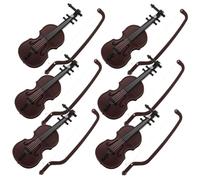 DIYEAH 6pcs Mini Violin Pendant Ornament Wood Grain Musical Instrument Model Decorative Fairy Garden Decoration Hanging Christmas Tree Pendant for Home Display