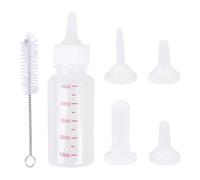 DIYEAH 6pcs Nursing Bottle Set for Kitten and Puppy Feeding, 50ml White Milk Bottles with 4 Replacement Nipples and Cleaning Brush, Suitable for Newborn Cats and Dogs