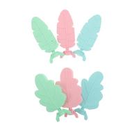 DIYEAH 6Pcs Parrot Cage Perch Grinding Claw Sticks Carrot and Leaf Shapes, Small and Medium Bird Stand Platforms in Cherry Blossom Pink, Ice Blue, Mint Green - Bird Climbing and Perch