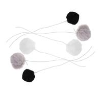 DIYEAH 6pcs Plush Interactive Cat Balls with Elastic Cord Hanging Sisal Teaser for Indoor Cats Pet Supply Accessories for DIY Trees White Black Gray
