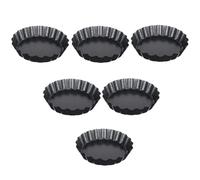 DIYEAH 6pcs Round Black Non-Stick Baking Tray Set with Removable Bottoms Made of Sturdy Carbon Steel, for Baking Pies, Tarts, and Pizza in Home Kitchen