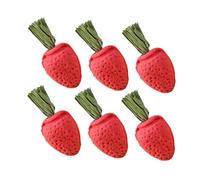 DIYEAH 6pcs Small Animal Chew Natural Strawberry Shape Hamster Rabbit Chewing Sticks for Teeth Care Stress Relief Guinea Pig Chinchilla Cage Accessories