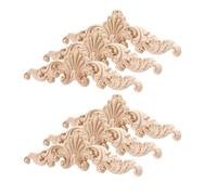 DIYEAH 6pcs Wooden Applique Furniture Decoration, Unpainted Solid Wood Carved Patches, Environmentally Friendly No Paint Wood Trim Accessories for Door Cabinets Elegant and Beautiful