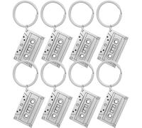 DIYEAH 8pcs Cassette Tape Keychain - Retro Cassette Tape Charms - DIY Crafts Accessories for Jewelry Making - Bracelet Necklace Earrings Keychain Phone Decor Silver
