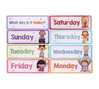 DIYEAH 8pcs Days Of The Week Cards For Kids - Kindergarten Teaching Cognitive English Word Cards - Days Of Week Learning Flashcards For Preschool Toddlers Early Education Supplies