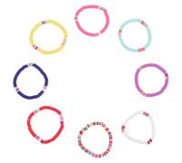 DIYEAH 8pcs Lightweight Polymer Clay Beads Bracelet for Women, Colourful Stackable Summer Beach Bracelet with Elastic Stretch Cord, Minimalist Style for Daily Life and Special