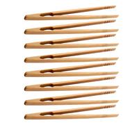 DIYEAH 8pcs Long Bamboo Toaster Tongs - Buffet Catering Serving Tongs Food Clips for Pickle Muffin Cheese Fruits Salad Toast & Bread