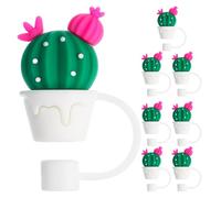 DIYEAH 8PCS Straw Tips Covers: Reusable Straw Cap Dust Plug 8mm Diameter - Succulent Sucker Toppers Cute & Decorative for Drinking Protection Party - Kitchen Accessories