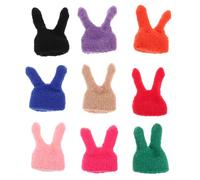 DIYEAH 9pcs Knitted Miniature Doll Hat With Rabbit Ears - Mini Knitted Beanies Caps for Doll Dress up Easter Clothing Accessories