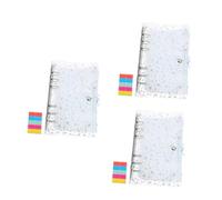 DIYEAH A6 Refillable Budget Planner Binder with White Star Pattern Softcover, Includes 9 Zipper Pockets, 1 Loose Leaf Card Sleeve and Label Sheet, Personal Finance Organizer for Cash