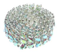 DIYEAH AB Color Rhinestone Flower Chain Decoration for Women DIY Crystal Applique Accessories for Shoes Bags and Sash Belts for Weddings and Special Occasions