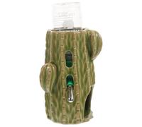 DIYEAH Adjustable 2-In-1 Hamster Water Bottle with 80Ml Ceramic Cactus Stand, Vertical Cage Waterer for Small Animals, Suitable for Glass Tanks and Daily Chinchilla Use