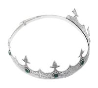 DIYEAH Adjustable Medieval Crown Headband for Men, Silver-Green Renaissance Prince Costume Accessory, Birthday and Cosplay Knight Party Headpiece