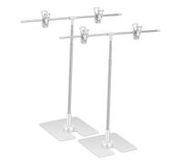 DIYEAH Adjustable Metal Poster Stand Holder Stainless Steel and Plastic 2 Pcs with Removable Clip and Space Saving Storage Table Top Display Rack for Commercial Spaces and Outdoor Use