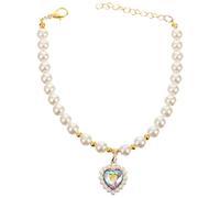 DIYEAH Adjustable Pearl Collar for Small Pets - Iridescent White Pearl Necklace for Cats and Dogs, Festival Pet Accessory, Size S