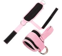DIYEAH Adjustable Pink Ankle Bind Strap 2pcs with Double Buckle and Hook-and-loop Fastener for Cable Machine Gym Attachment, Heel Blister Protection Fitness Tool for Leg Strength Training
