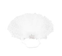 DIYEAH Adjustable White Pet Bridal Veil with Crown Pattern, Non-woven Material Cat Wedding Cosplay Accessory for Charming Wedding Party and Perform Costumes