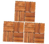 DIYEAH Anti-Corrosion Carbonized Pine Wood Outdoor Interlocking Deck Tiles Thickened Patio Flooring for Garden Balcony Yard with Wood Wax Oil, Sturdy Outdoor Decking Blocks for Exterior