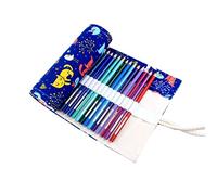 DIYEAH Artists Favorite Handmade Canvas Pencil Case Rolling Wrap Slots Cat Pattern for Sketching