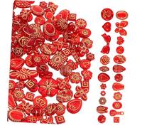 DIYEAH Assorted Vintage Transparent Red Beads with Golden Plating Floral Butterfly Leaf Teardrop Shapes for DIY Jewelry Making Bracelet Crafting Mixed Style