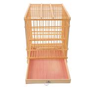 DIYEAH Bamboo Small Rectangular Bird Cage 30X20X24Cm Portable Pet Cage with Removable Tray and Hook, Lightweight Bamboo Birdcage for Finches Canaries and Small Birds, Suitable for Indoor