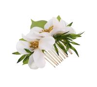 DIYEAH Blue Floral Hair Comb for Brides and Bridesmaids, Elegant Metal and Fabric Side Comb with Vibrant Colour Preservation and Secure Fit, for Wedding and Beach Wedding Accessories