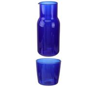 DIYEAH Blue Glassware Set High Borosilicate Glass Water Jug and Cup for Home Office Hotel Stylish Pitcher for Cold Beverages Like Tea Juice Spacious Capacity Drinking Glass