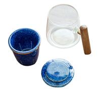 DIYEAH Blue Lidded Inner-Liner Tea Cup 400ml Glass Ceramic Office Mug
