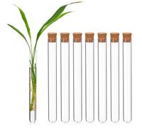 DIYEAH Bottom Glass Test Tubes Easy to Clean with Wood Cork Stoppers 8pcs Body Design Liquid Storage Containers for Chemistry Experiments and Practical Exercises, Suitable