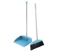 DIYEAH Broom and Dustpan Set with Long Handle, Lightweight Home Cleaning Floor Sweeping Tool, Standing Dustpan and Handheld Broom Combination, Light Blue Household Sweeper Kit