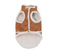 DIYEAH Brown Suede Fabric Dog Jacket for Little Dogs and Puppies, Easy to Put and Warm, for Walking and Jogging in Cold Weather, Fashion England Style Coat Size S to 2xl