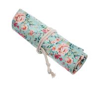 DIYEAH Canvas Roll up Pencil Case with 36 Slots, Floral Large Capacity Pencil Organizer Pouch for Students and Artists, Portable Pen Storage Bag for School and Travel
