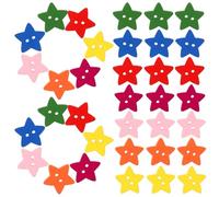 DIYEAH Cartoon Wood Buttons Five-Pointed Star Buttons for Sewing and Decorating - 200Pcs Natural Wooden Star Shaped DIY Craft Embellishments for Scrapbooking and Handmade Projects