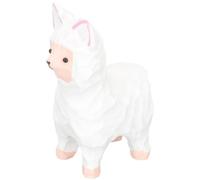 DIYEAH Carved Wood Alpaca Statue Handcrafted Wooden Alpaca Figurine with Pink Ears Decorative Wooden Ornament for Home Desk Collectible