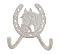 DIYEAH Cast Iron Horseshoe Double Hook - Vintage Wall Mounted Rustic Cowboy Hat Hanger Decorative Horse Head Coat Bag Hook for Entryway