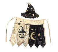 DIYEAH Cat Halloween Outfit Wizard Costume Black Star Cloak Hat for Cats Soft Comfortable Pet Witch Dress for Halloween Party Cosplay and Festive Pet Costume
