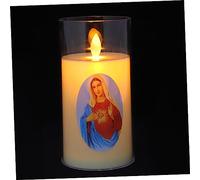 DIYEAH Catholic Prayer Candles Bulk, Battery Operated LED Flickering Flame, Smoke-Free Safe Plastic Decorative Light for Church and Home